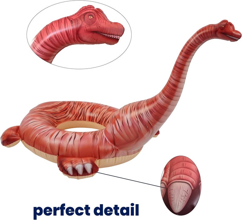 HOHQB Lifelike Inflatable Dinosaur Pool Floats Raptor Brachiosaurus Pool Float Triceratops floaties Swimming Ring Tube Water for Kids Variety to Choose from - Image 2